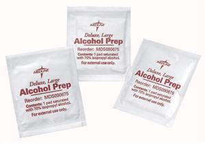 Alcohol prep pads, Sterile, Large Box of 100