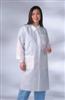 Disposable Lab Coat w/ Knit Cuff w/ Traditional Collar, White, Small
