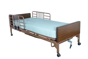 Drive Medical Half Length Bed Rail Tool Free Adjustable Width with Brown Vein Finish