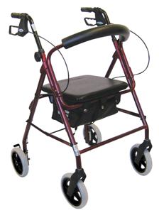 Drive Medical Aluminum Rollator with 8" wheels (Red)