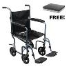 Drive Medical Deluxe Fly-Weight Aluminum Transport Chair - 17" (Burgundy)