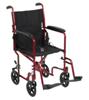 Drive Medical Aluminum Transport Chair - 19" (Red)
