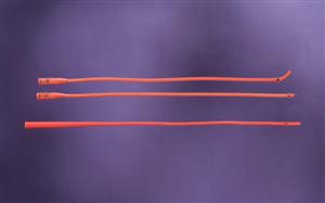 Sterile Red Rubber Coude-Style Urethral Catheter 14FR (case of 12)
