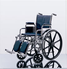 Excel Narrow Wheelchair w/ Permanent Arms and Elevating Legrests(16in blue)