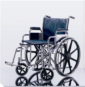 Excel Heavy Duty Wheelchair w/Removable Full Length Arms and Detachable Elevating Legrests (20", Navy)