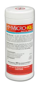 MicroKill 10 Minute Germicidal Wipes,7X8"  40 count (case of 12)