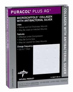 Puracol Plus AG Collagen Dressings, 4.25x4.5in (Box of 10)