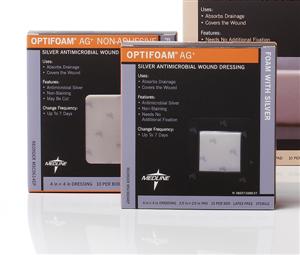 Optifoam Ag Adhesive Dressing, 4 x 4in (Box of 10)