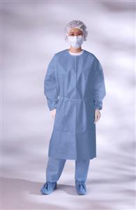 Isolation Gown, Closed Back, w/ Elastic Cuff, Blue, Regular Size (case of 50)