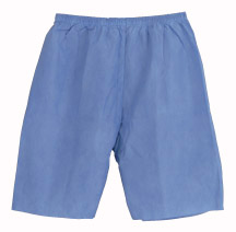 Disposable Shorts Elastic Waist Blue, Large (case of 30)