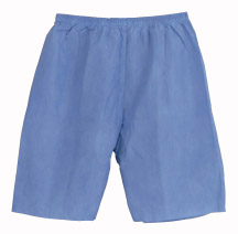 Disposable Shorts Elastic Waist Blue, Extra-Large (case of 30)