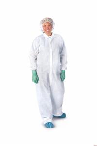 White Spunbond Coverall w/ Elastic Wrist w/ Open Ankles, Extra-Large  (case of 25)