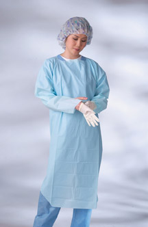 Thumbs Up Isolation Gown, Blue Poly w/ Thumb Loops, Regular (case of 75)