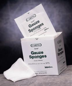 Caring Sterile Gauze Sponges, 4x4, Sterile, 2/pk (case of 600 pk)
