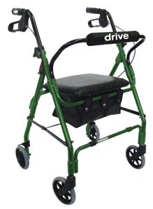 Drive Medical Go Lite Padded Seat Rollator Walker with Loop Brakes