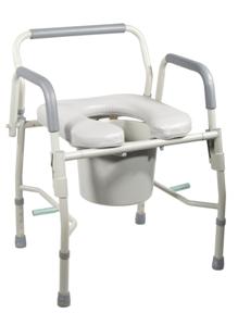 Drive Medical Steel Drop Arm Bedside Commode with Padded Seat & Arms