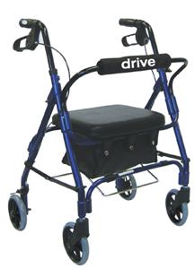 Drive Medical Junior Low Handle Rollator Walker with Padded Seat and Backrest