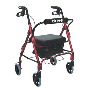 Drive Medical Junior Low Handle Rollator Walker with Padded Seat and Backrest