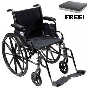 Drive Medical Cruiser III Lightweight Wheelchair - 16" with Adjustable Desk Arms and Elevating Legrests