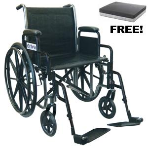 Drive Medical Silver Sport 1 Single Axle Wheelchair - 18" with Fixed Arms