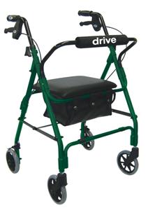 Drive Medical Deluxe Aluminum Rollator with Padded Seat (Green)