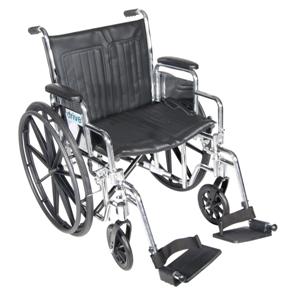 Drive Medical20" Chrome Sport Wheelchair with Detachable Desk Arms and Swing Away Footrests