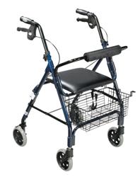 Drive Medical Deluxe Aluminum Rollator with Padded Seat (Blue)