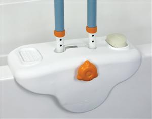 Drive Medical Michael Graves Clamp On Height Adjustable Tub Rail with Soft Cover Soap and Shampoo Dish