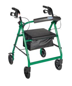 Drive Medical Rollator with Fold Up and Removable Back Support, Padded Seat, 6" Casters with Loop Locks