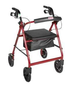 Drive Medical Rollator with Fold Up and Removable Back Support, Padded Seat, 8" Casters with Loop Locks