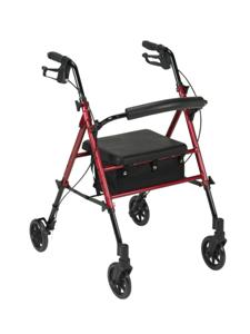 Drive Medical Adjustable Height Rollator with 6" Wheels