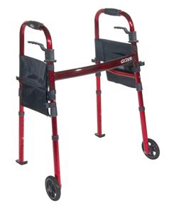Drive Medical Portable Folding Travel Walker with 5" Wheels and Fold up Legs
