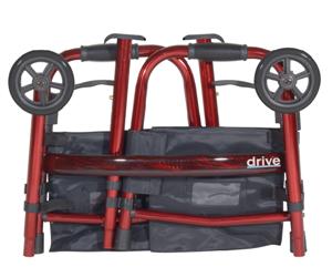 Drive Medical Portable Folding Travel Walker with 5" Wheels and Fold up Legs